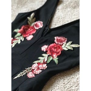 Rose Appliqué Skater Dress